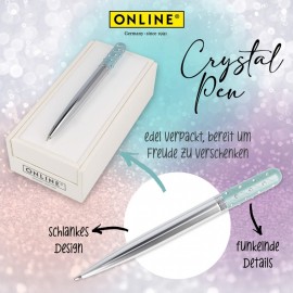 Online Ballpen Crystal Pen Turquoise, metal, in gift box 37079