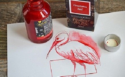Diamine 50ml Firestorm red Fountain pen shimmer ink bottle