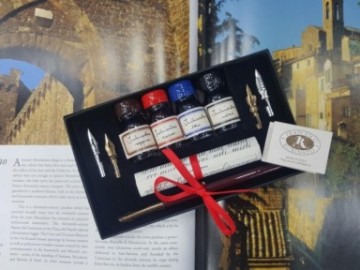 Francesco Rubinato art set 7455, με ξύλινο κονδυλοφόρο, επιπλέον μύτες &  μπουκάλι με μελάνι