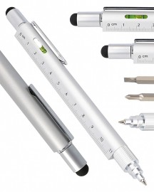 Online Multifunction pen 6 in 1, ballpen and tool, Silver, 70172