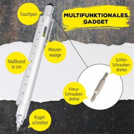 Online Multifunction pen 6 in 1, ballpen and tool, Silver, 70172