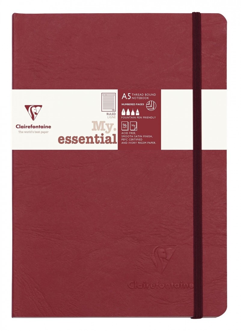Clairefontaine A5 notebook My. essential, Lined, Red, soft cover, 192 pages, 90g, 93462