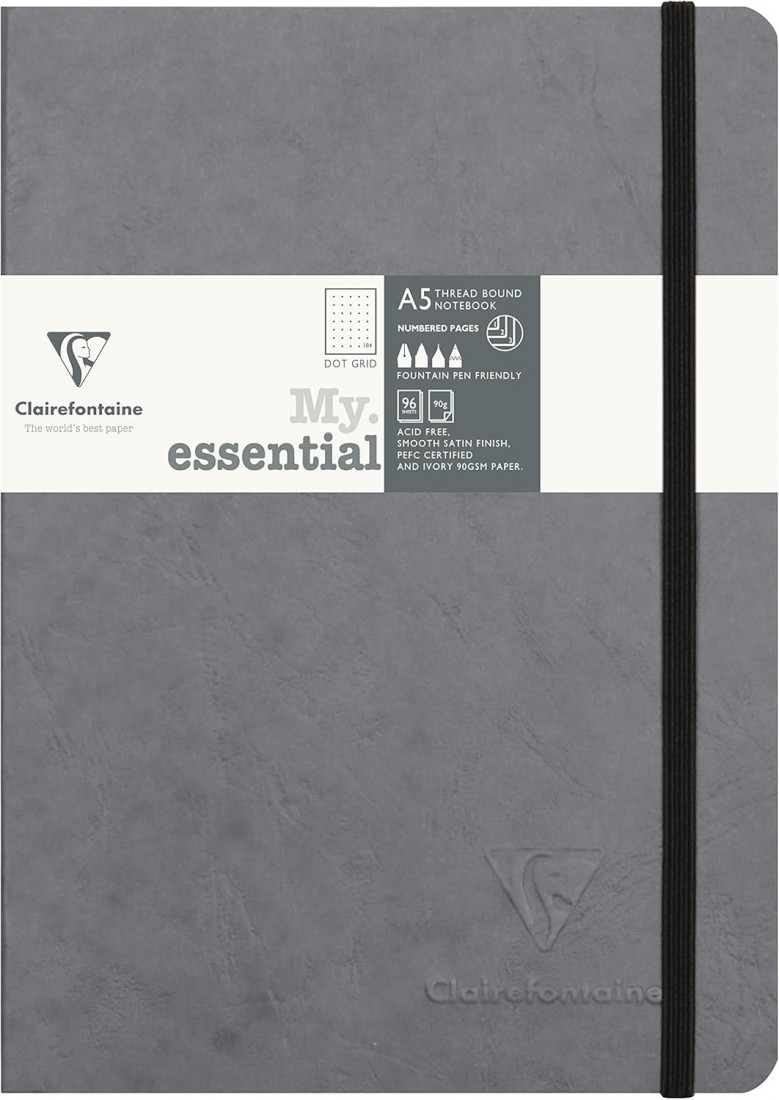 Clairefontaine Rhodia A5 notebook My. essential, Dotted, Grey, soft cover, 192 pages, 90g 93435
