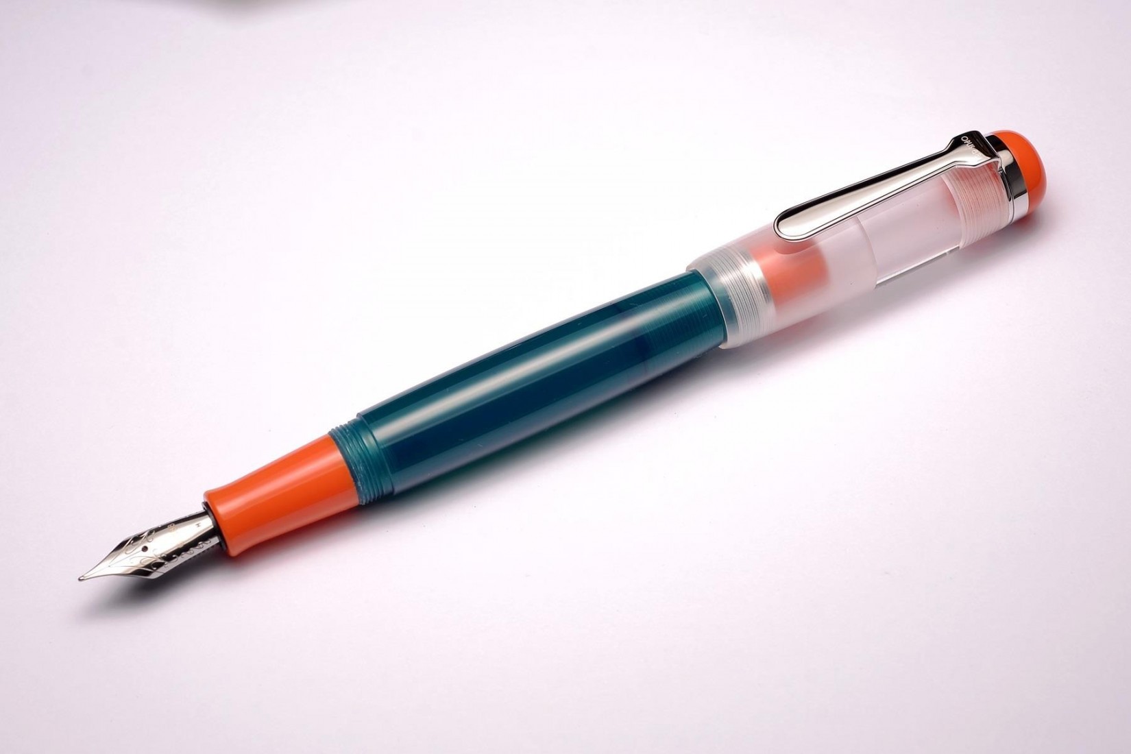 Opus 88 Omar transparent teal and orange Fountain Pen
