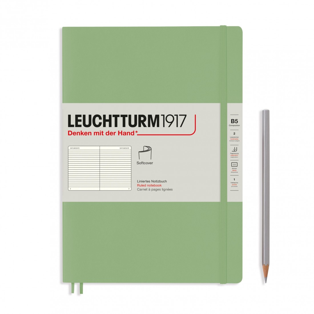 Leuchtturm 1917 Notebook B5 Sage Ruled, Soft Cover