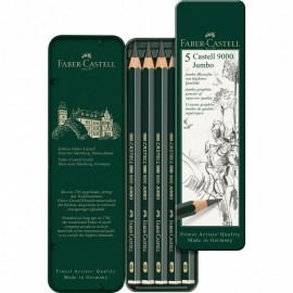 Faber Castell 9000 Jumbo graphite pencil, tin of 5, 119305