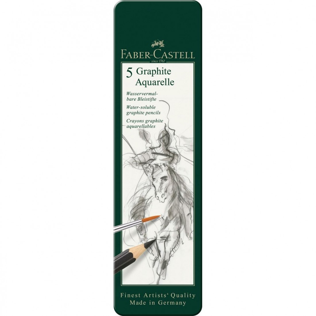 Faber Castell Graphite Aquarelle pencil, 117805,  tin of 5