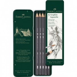 Faber Castell Graphite Aquarelle pencil, 117805,  tin of 5
