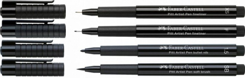 Faber Castell Pitt Artist Pens Comic Black - Wallet of 4 267194