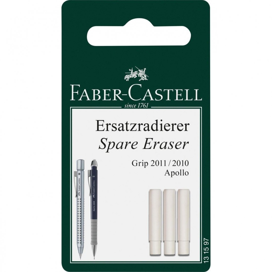 Faber Castell Grip 2011 spare erasers for mechanical pencil set of 3, 131597