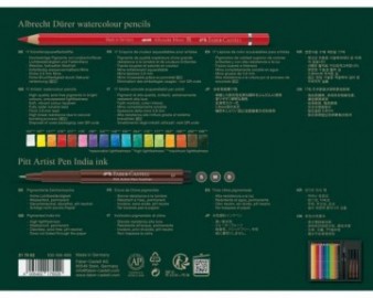 Faber Castell Albrecht Durer Watercolour Pencils plus Pitt Artist Pens Set of 21 217552