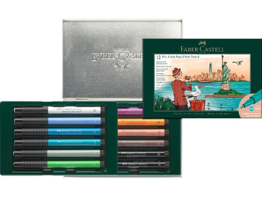 FABER-CASTELL PITT ARTIST PEN BRUSH SET HOUTEN KOFFER 90 STUKS | Van Beek Art Supplies