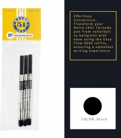 Retro 1951 easy flow 9000, ballpoint ink refill, black, 3pcs, REF71-B