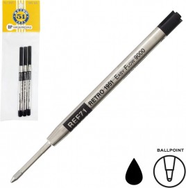 Retro 1951 easy flow 9000, ballpoint ink refill, black, 3pcs, REF71-B