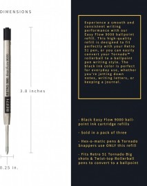 Retro 1951 easy flow 9000, ballpoint ink refill, black, 3pcs, REF71-B