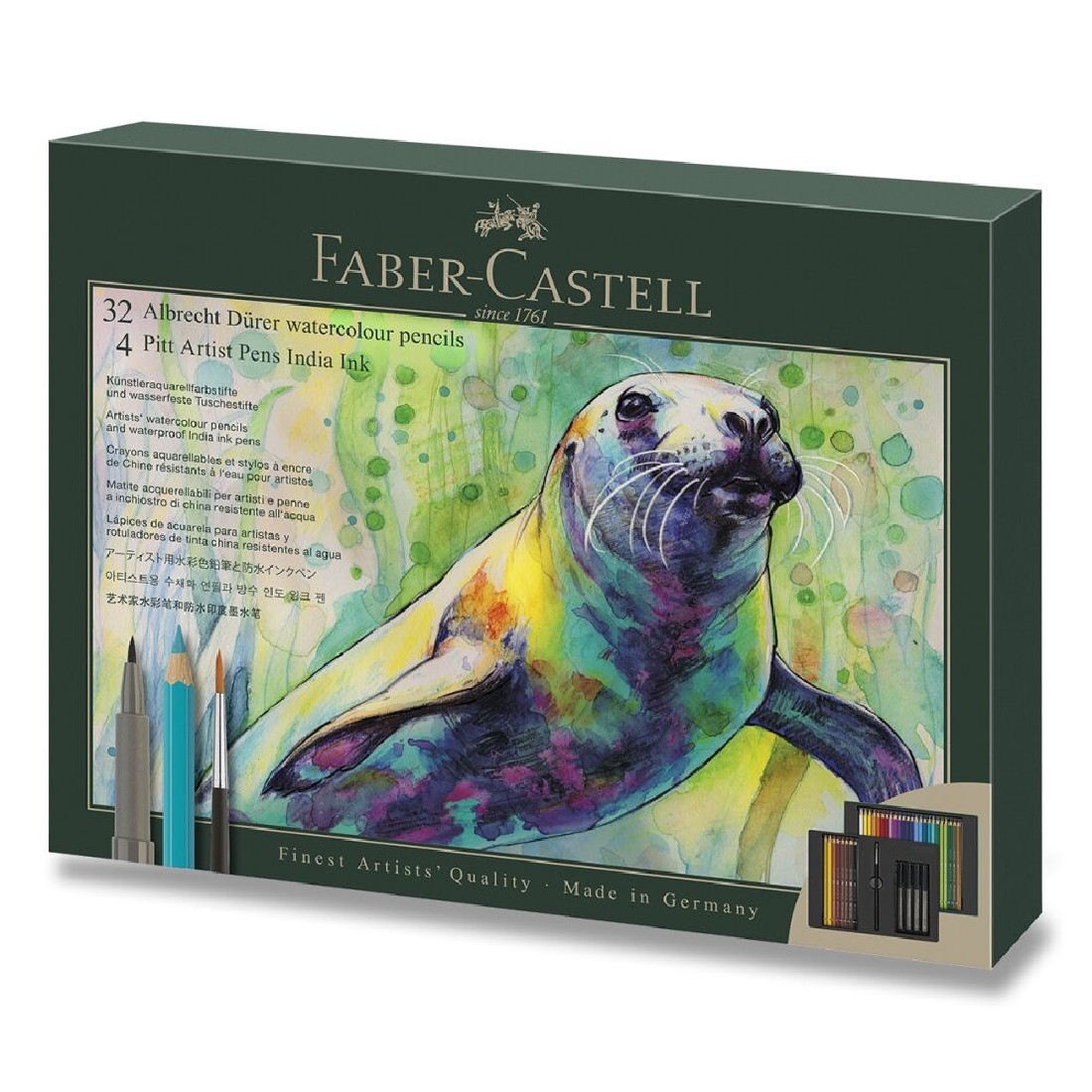 Faber Castell Albrecht Durer Watercolour Pencils plus Pitt Artist Pens India Set of 36 217553