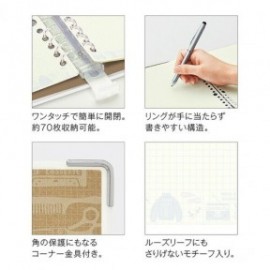 kleid binder notebook eric kleid A5 with 10 sheets of 2mm square loose leaf  8 holes camel 8601-04