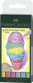 Faber Castell Pitt Artist Pen Brush, Pastel - Wallet of 6 167163