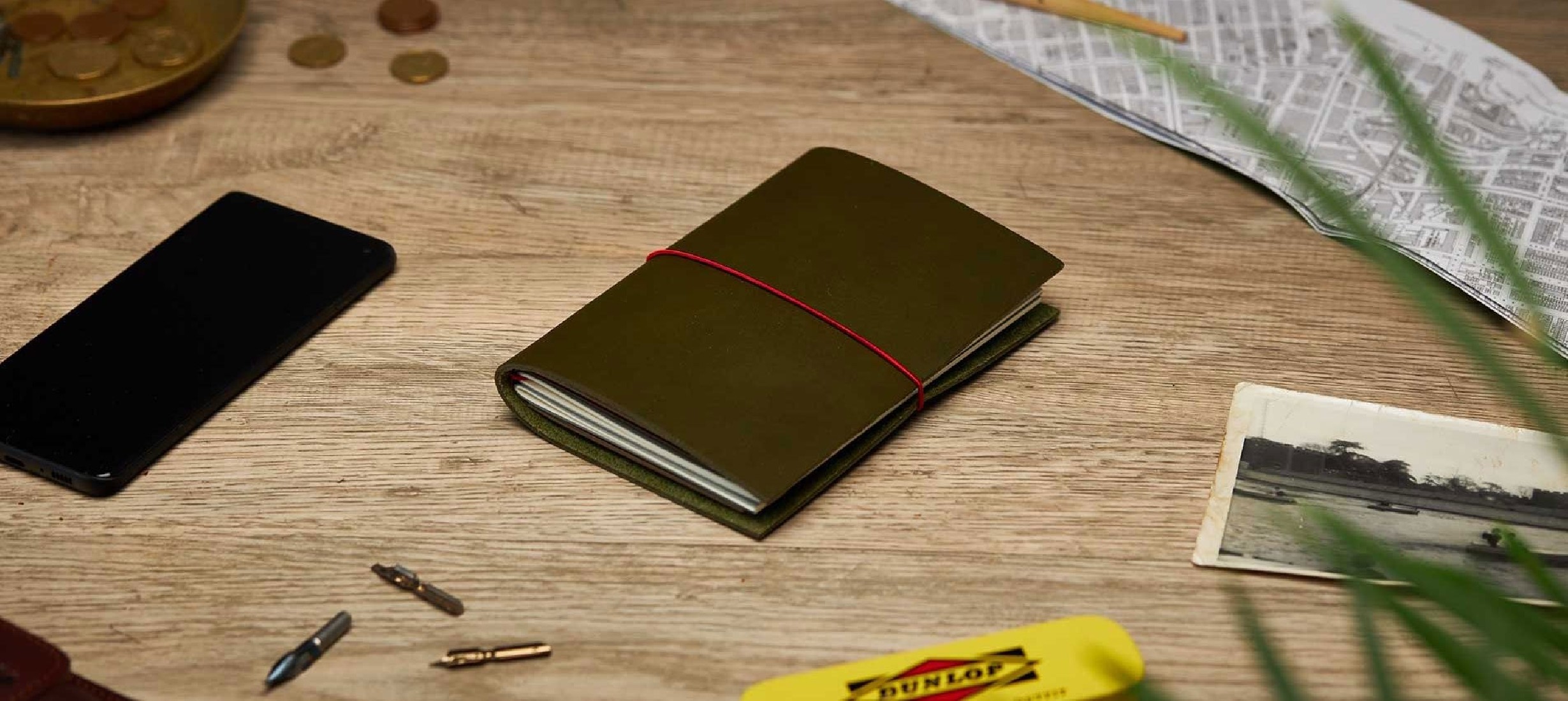 Paper Republic grand voyageur pocket olive green leather journal