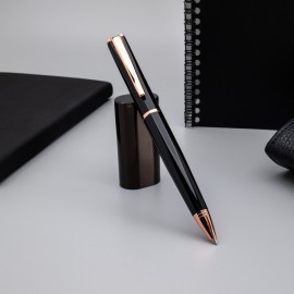 Monteverde USA Impressa, Ballpoint Pen, Black with Rose Gold Metal Trim MV29865