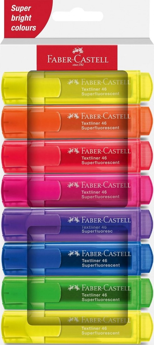 Faber Castell Highlighters, Fluo Colors - Box of 8 - 254648