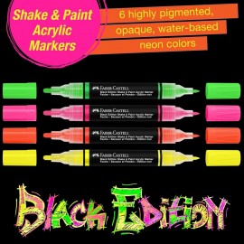 Faber  Castell Shake & Paint Acrylic Neon Markers, black edition 285505