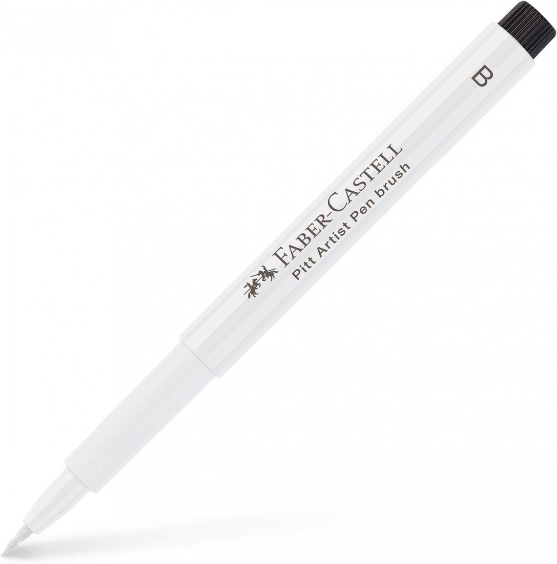 Faber Castell Pitt Artist Brush Pen, White India Ink - Brush Nib Artist Marker B 167401