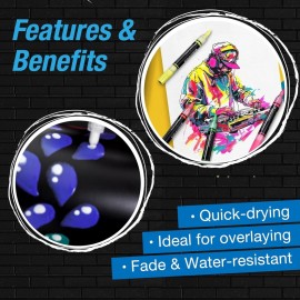 Faber Castell 285507 Acrylic Marker Shake & Paint Black Edition, 6 Acrylic Pens, Marker with 2 Round Tips (3 mm and 1 mm)