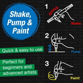 Faber Castell 285507 Acrylic Marker Shake & Paint Black Edition, 6 Acrylic Pens, Marker with 2 Round Tips (3 mm and 1 mm)