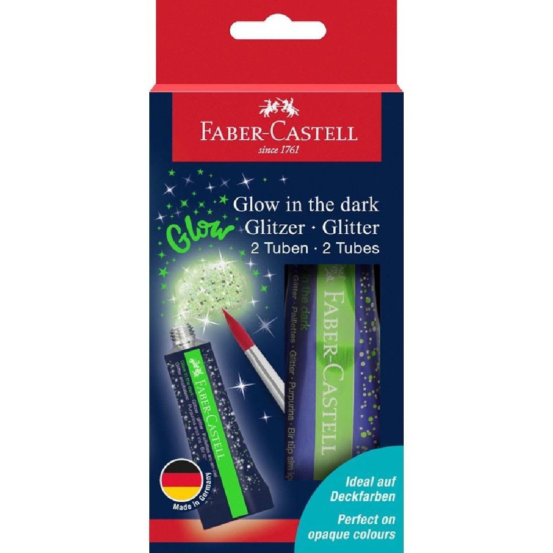 Faber Castell Glow in the dark glitter 12 ml, 2 tubes, 125092