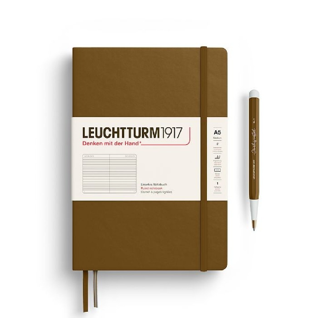 Leuchtturm 1917 Notebook A5 Spice Brown Ruled Hard Cover
