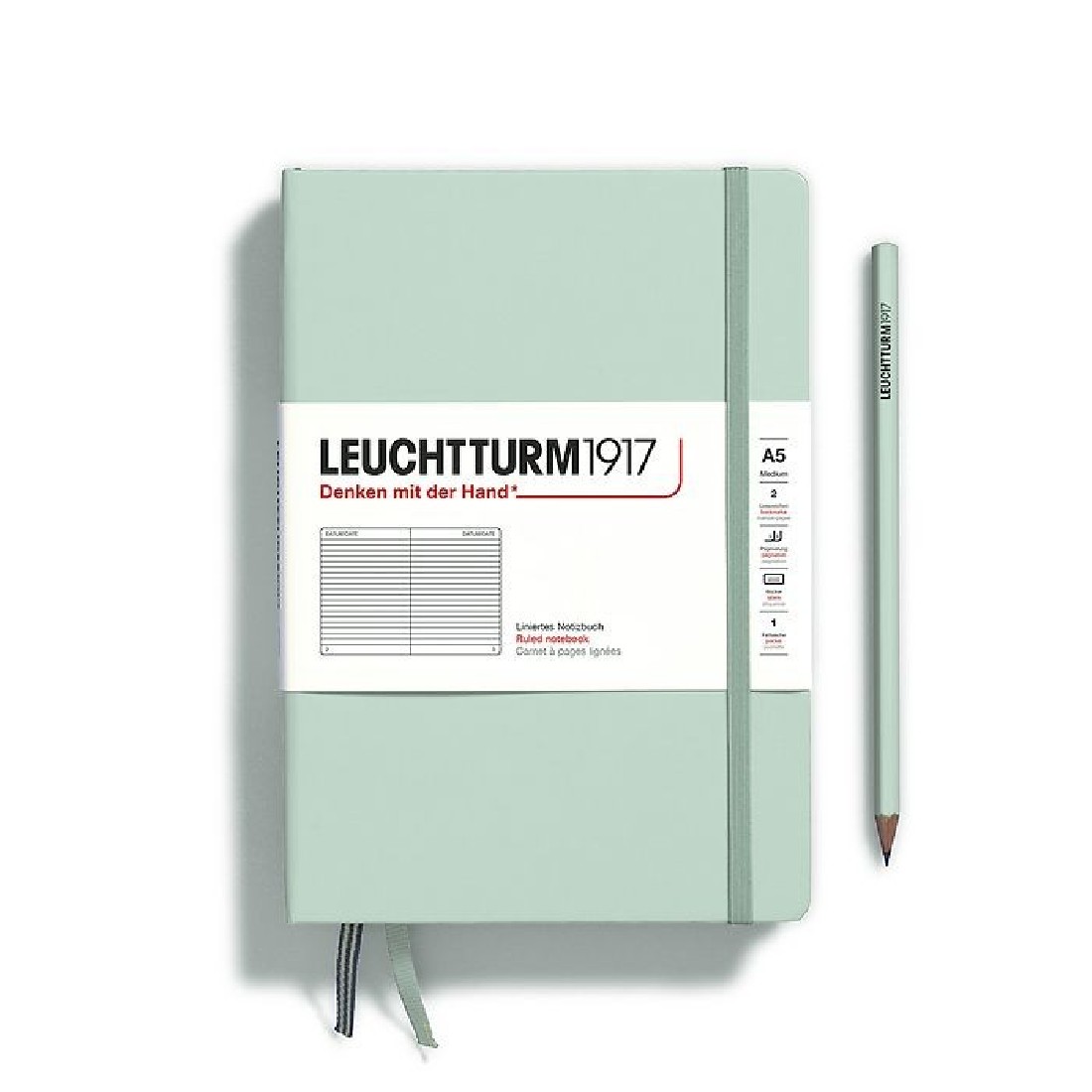 Leuchtturm 1917 Notebook A5 Fox Mint Green Ruled Hard Cover