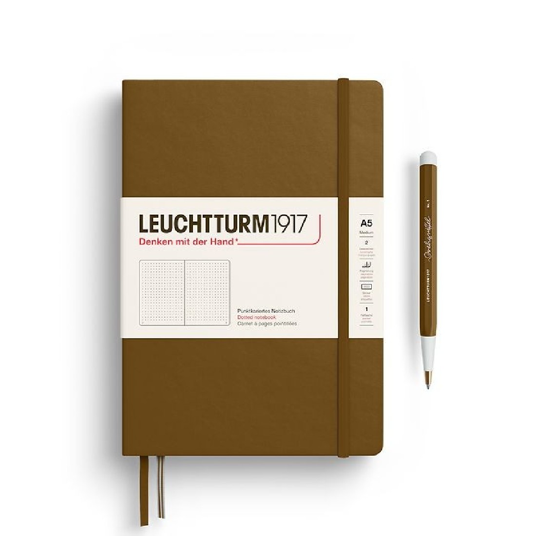 Leuchtturm 1917 Notebook A5 Spice Brown Dotted, Hard Cover