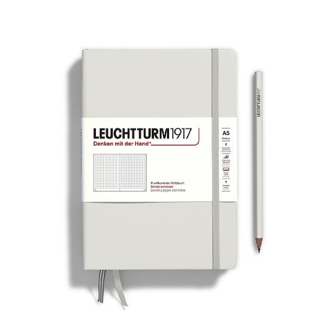 Leuchtturm 1917 Notebook A5, Light Grey, Dotted Hard Cover
