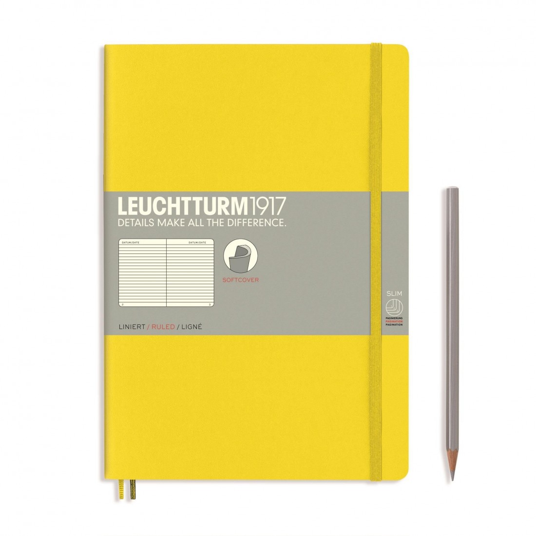 Leuchtturm 1917 Notebook B5, Lemon, Ruled Soft Cover