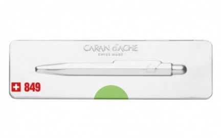 Caran Dache 849 Popline fluo green ballpoint pen, with holder 0849.730 C