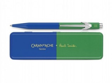 CARAN DACHE 849 Paul Smith Cobalt Blue and Emerald Green ballpoint pen, with holder 849.338