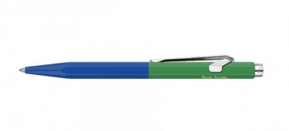 CARAN DACHE 849 Paul Smith Cobalt Blue and Emerald Green ballpoint pen, with holder 849.338