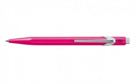 Caran Dache 849 Popline  fluo pink ballpoint pen, with slim metal box 0849.590 C