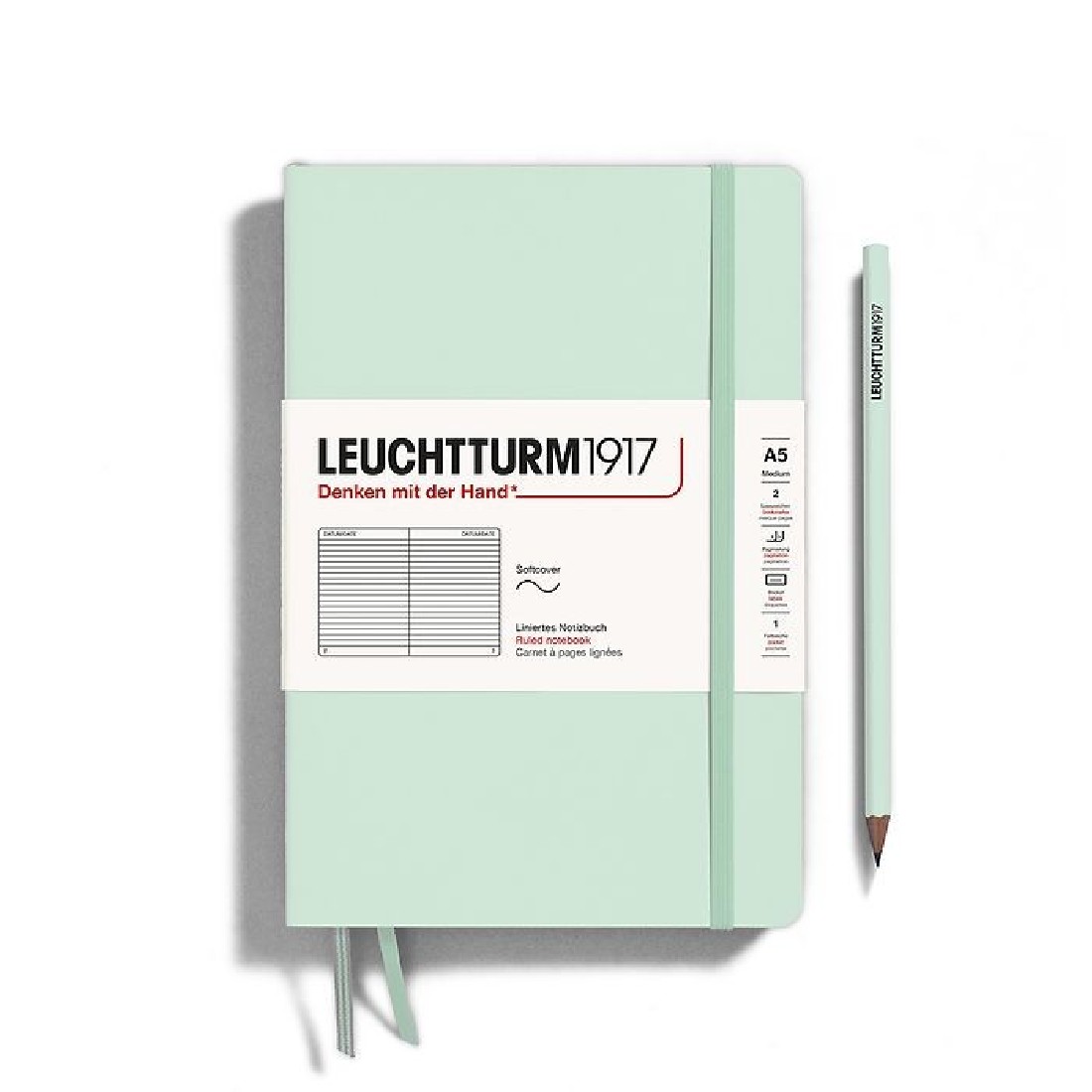 Leuchtturm 1917 Notebook A5, Mint Green, Ruled Soft Cover