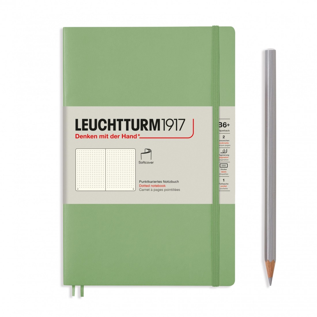 Leuchtturm 1917 B6 plus Paperback Sage Dotted, Soft Cover
