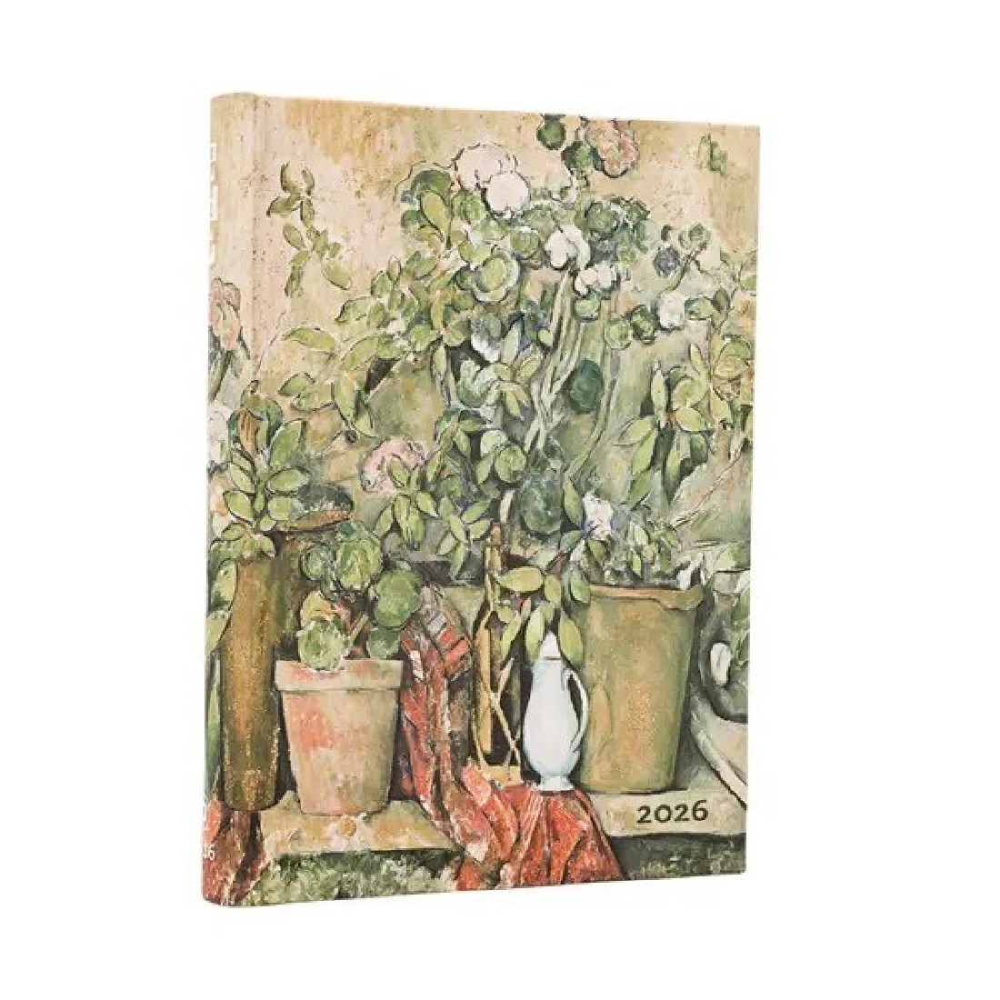 2026 Daily Diary, Cezannes Terracotta Pots and Flowers, Midi 13x18 Hard Cover, elastic closure, Paperblanks