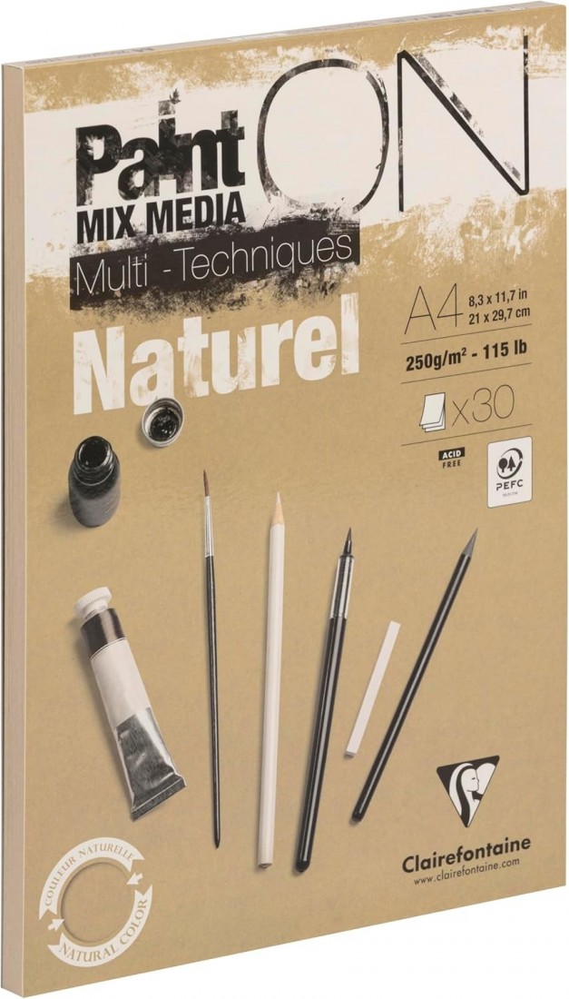 Clairefontaine A4 Paint On mix media  naturel 250gr 30sheets 96540C