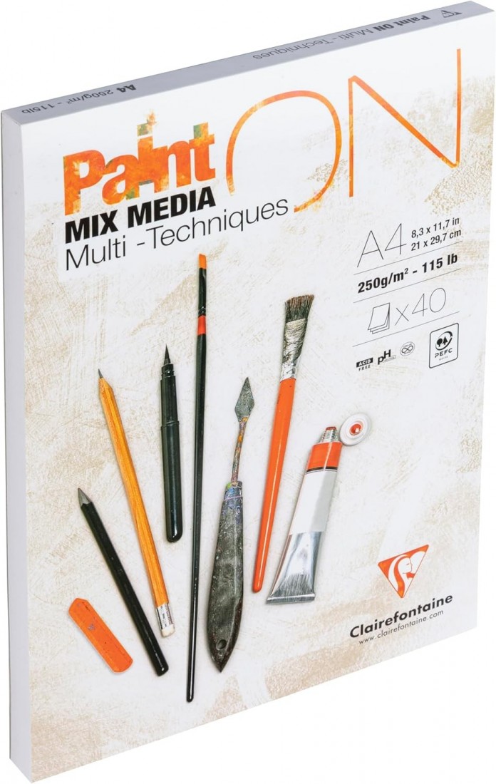 Clairefontaine A4 Paint on mix media 250gr 40sheets 96537C