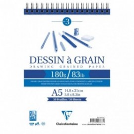 Clairefontaine A5 spiral Dessin a Grain 180gr 30sheets CF96633C
