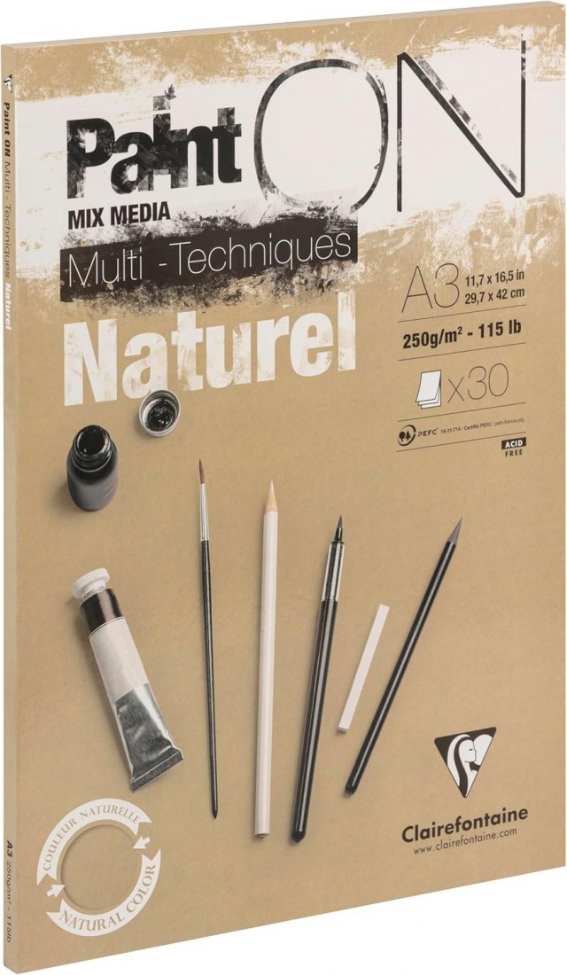 Clairefontaine A3 Paint On, Naturel, 250gr 30sheets 96541C