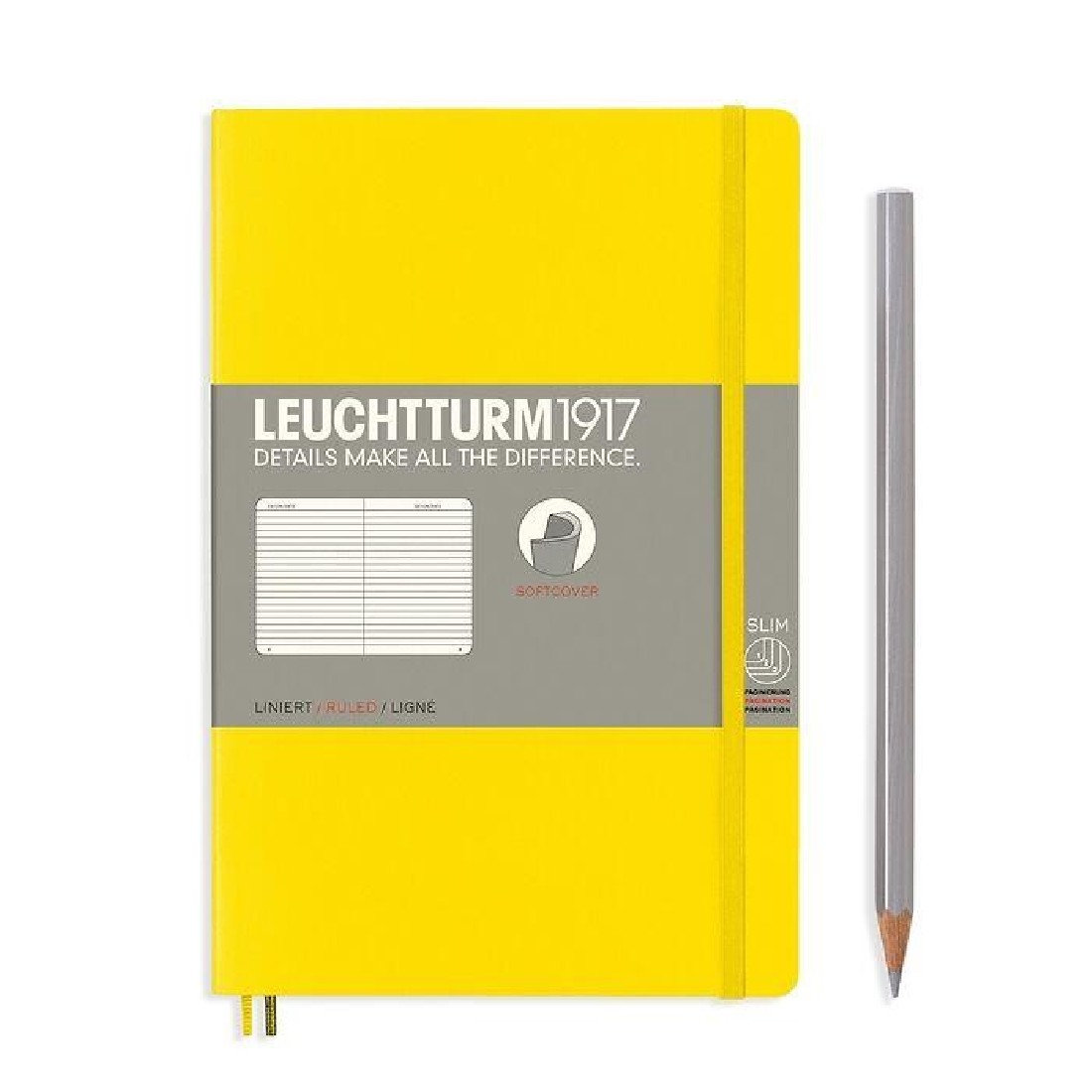 Leuchtturm 1917 B6 plus Paperback, Lemon, Ruled Soft  Cover