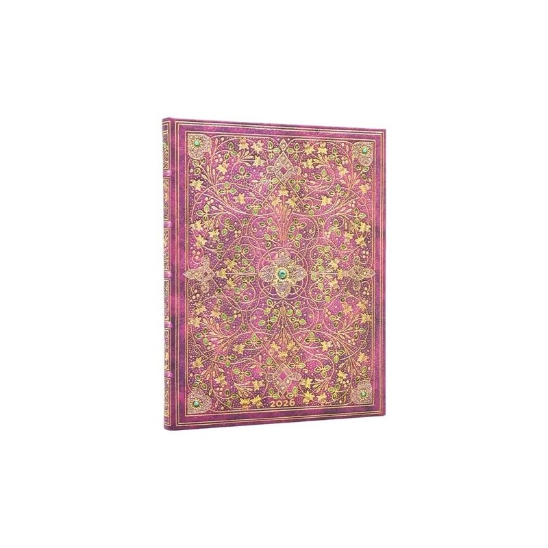 Paperblanks 2025 Weekly Planner - Blue Luxe Maxi Size, Horizontal Layout, 12 Months, Elastic Closure