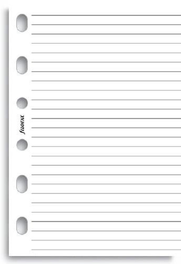 Filofax refill pocket white ruled notepaper 213008