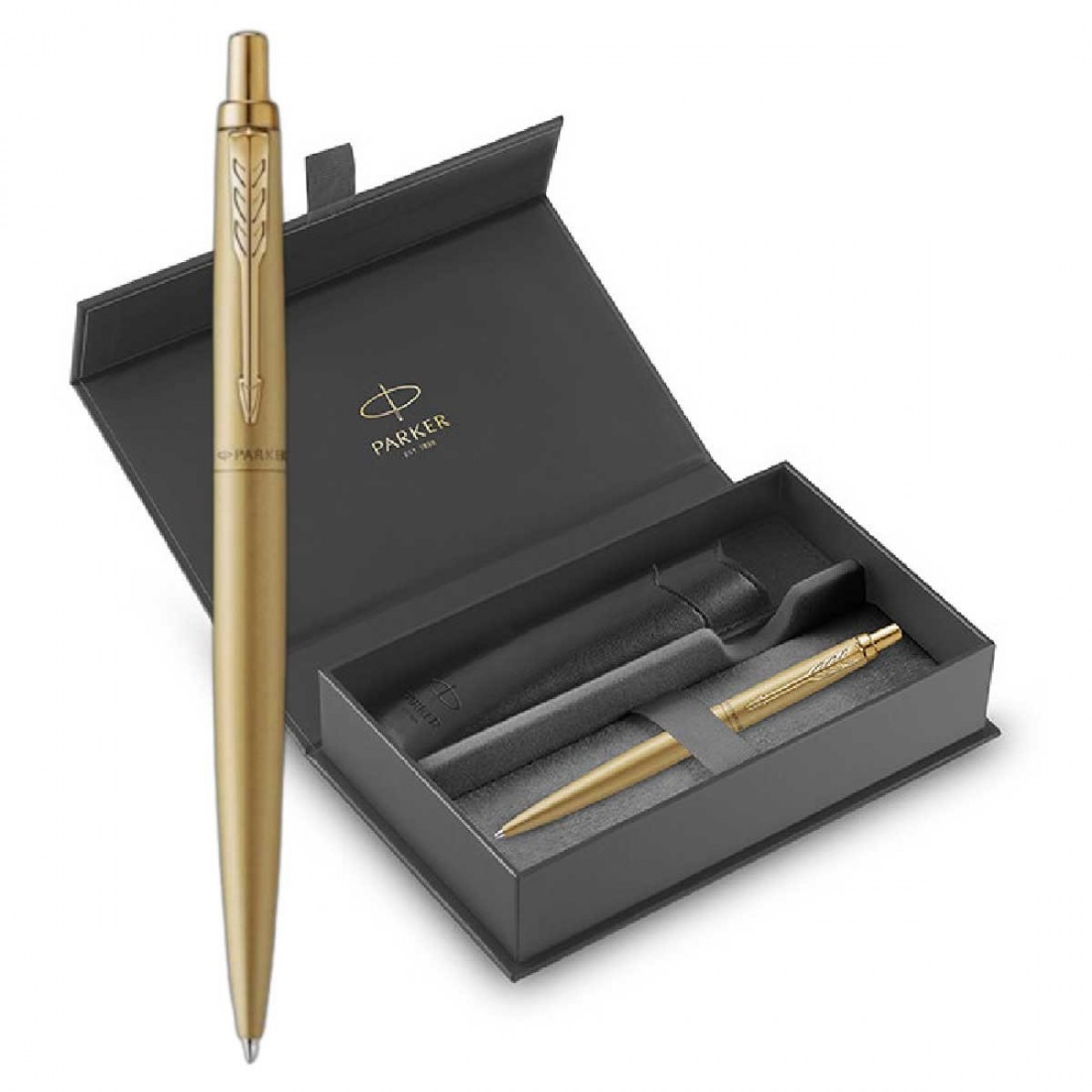 Parker Jotter XL Monochrome gold ballpen and Black Pouch